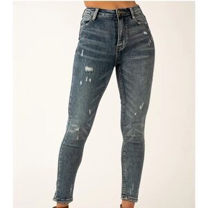 Joyfolie Mia Joy Distressed Ankle Blue Jeans